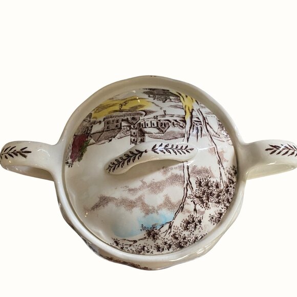 W.H. Grindley Vintage Dickens Coaching Stages Covered Sugar and Creamer Set - Picture 8 of 14